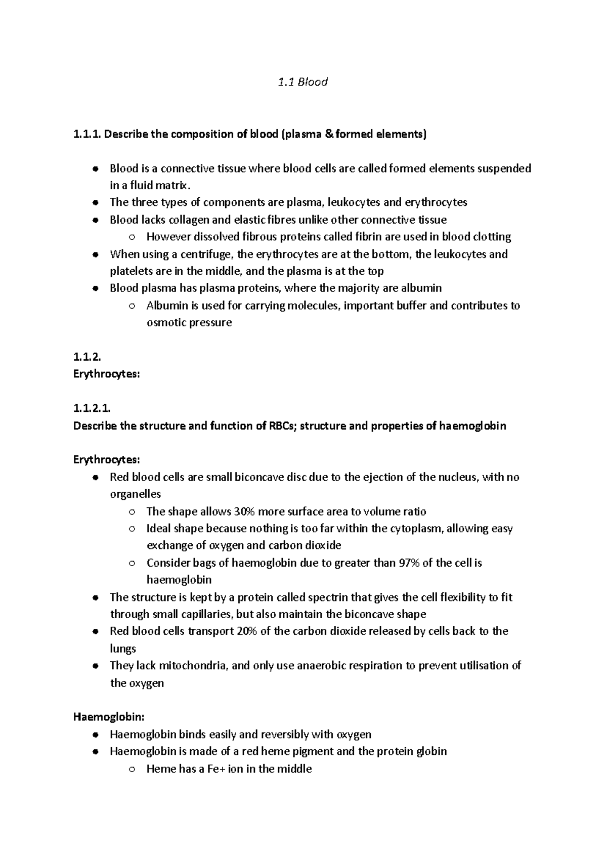 Anatomy Blood Study Guide - 1 Blood 1.1. Describe the composition of ...