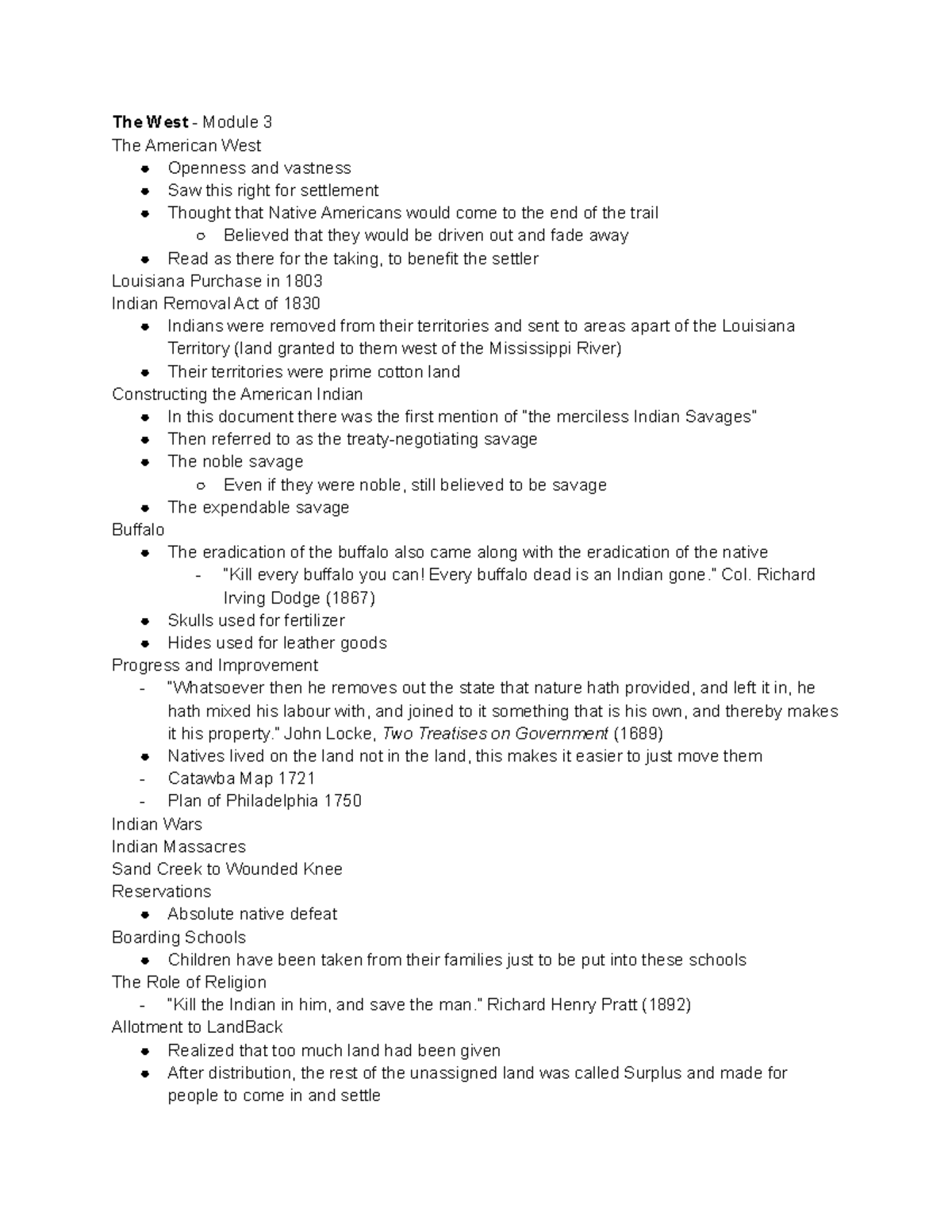 HIST 2620 The West Notes - The West - Module 3 The American West ...