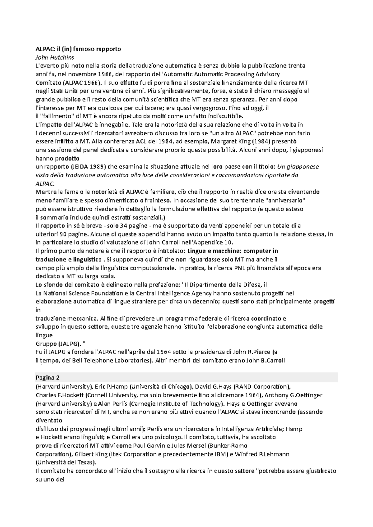 Alpac - diritto consumatori - ALPAC: il (in) famoso rapporto John ...