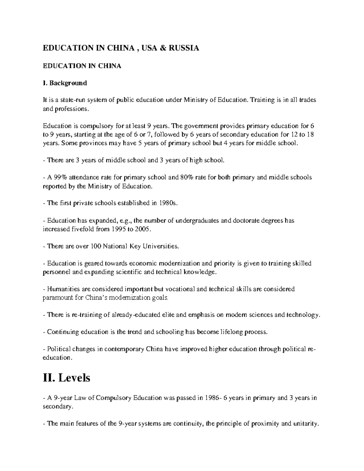 Education IN China ,USA, Russia curriculum development DeKUT Studocu