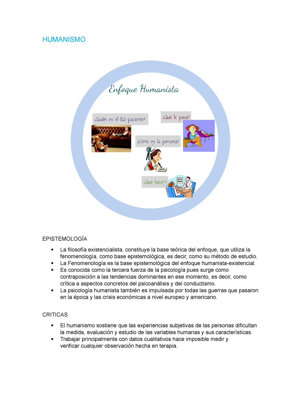 Humanismo - HUMANISMO EPISTEMOLOGÍA  La filosofía existencialista,  constituye la base teórica del - Studocu