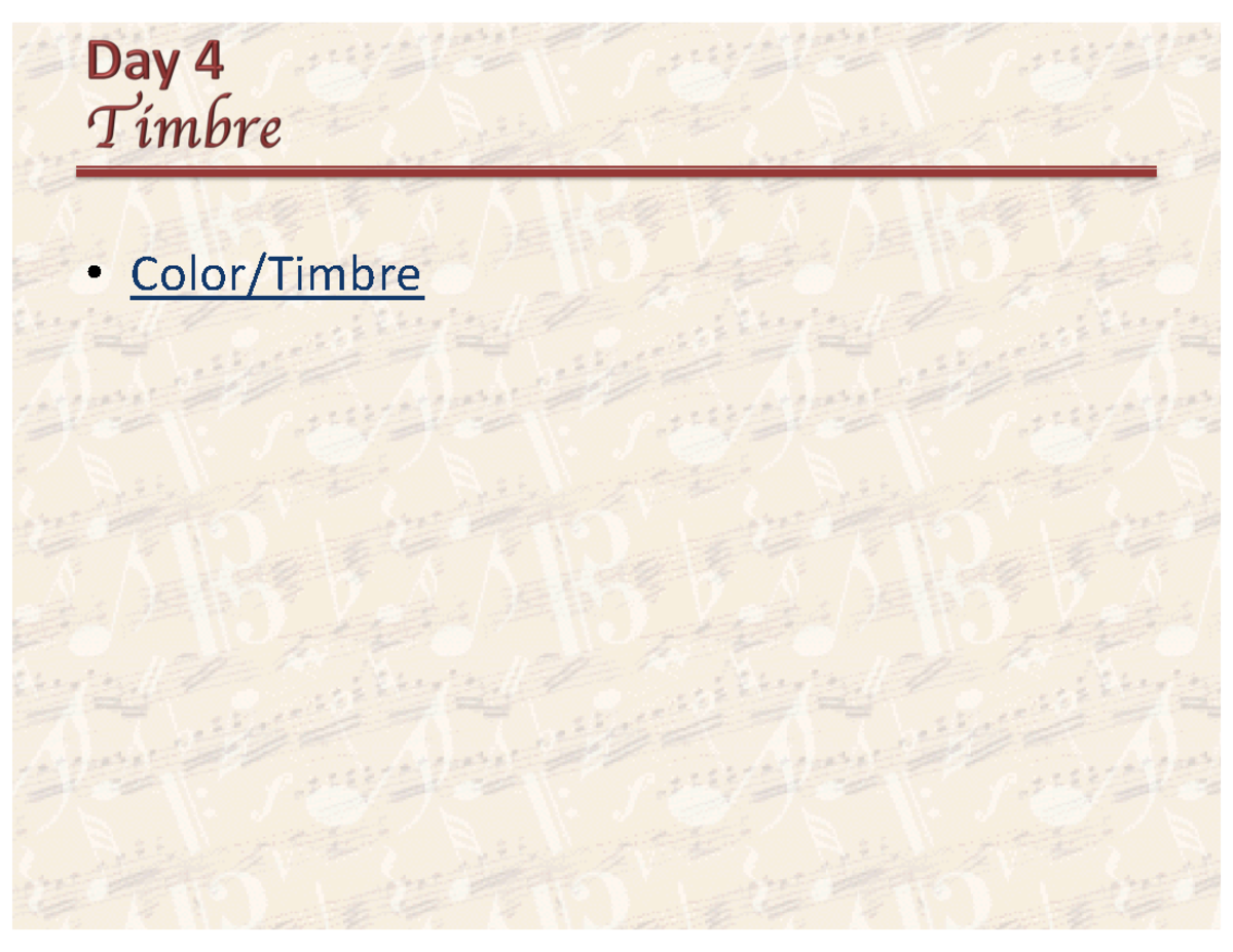 Color - ppt - Color/Timbre or • Also called timbre • Quality of sound ...