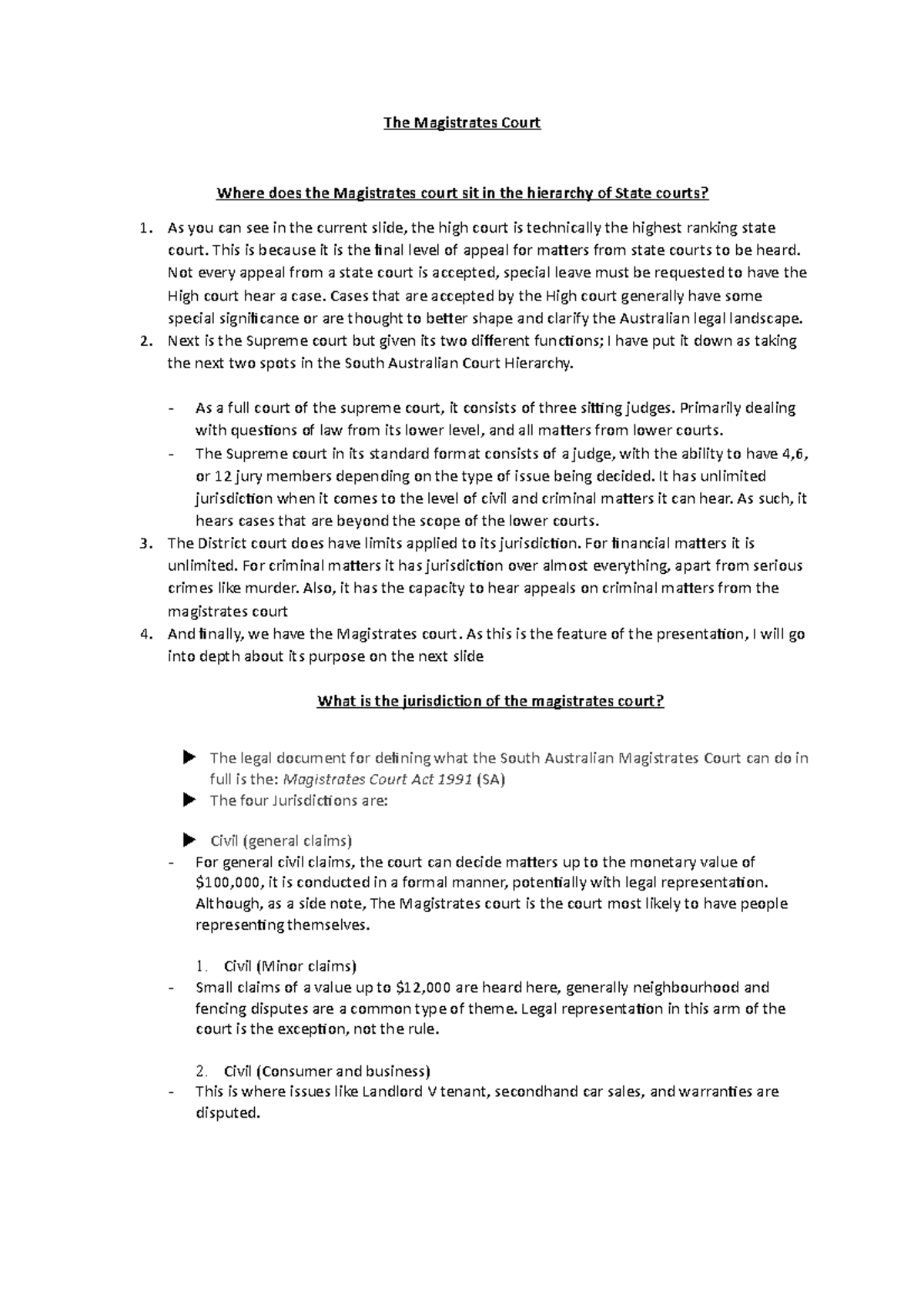 The Magistrates Court Script The Magistrates Court Where Does The 