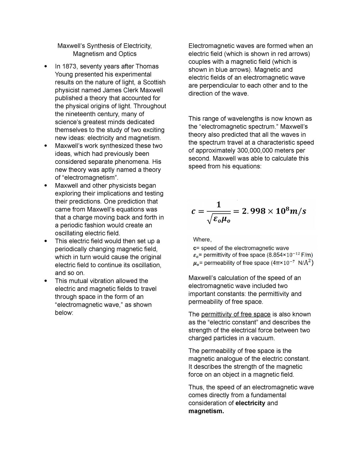 Maxwell’s Synthesis Of Electricity Of Electricity, Magnetism And ...