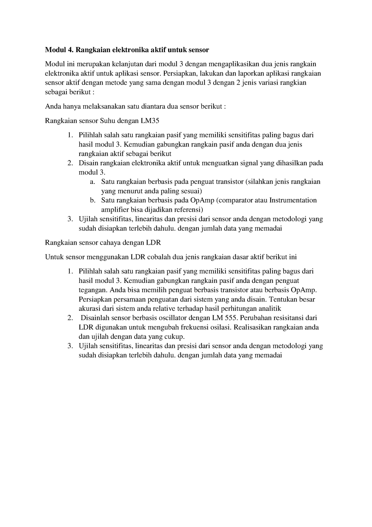 Modul 4 Praktikum Instrumentasi - Modul 4. Rangkaian Elektronika Aktif ...