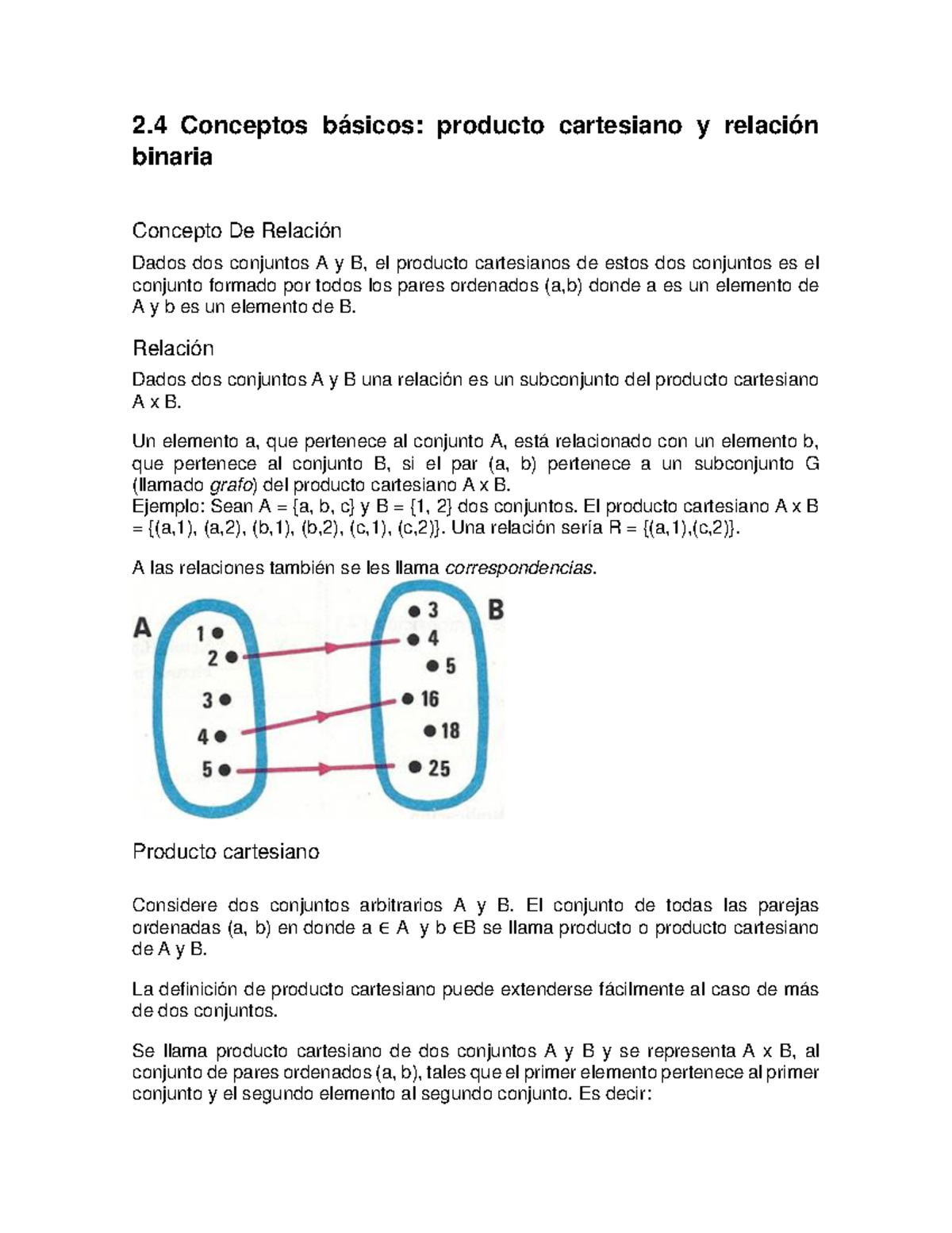 2.4 Conceptos Básicos Producto Cartesiano Y Relación Binaria - 2 ...