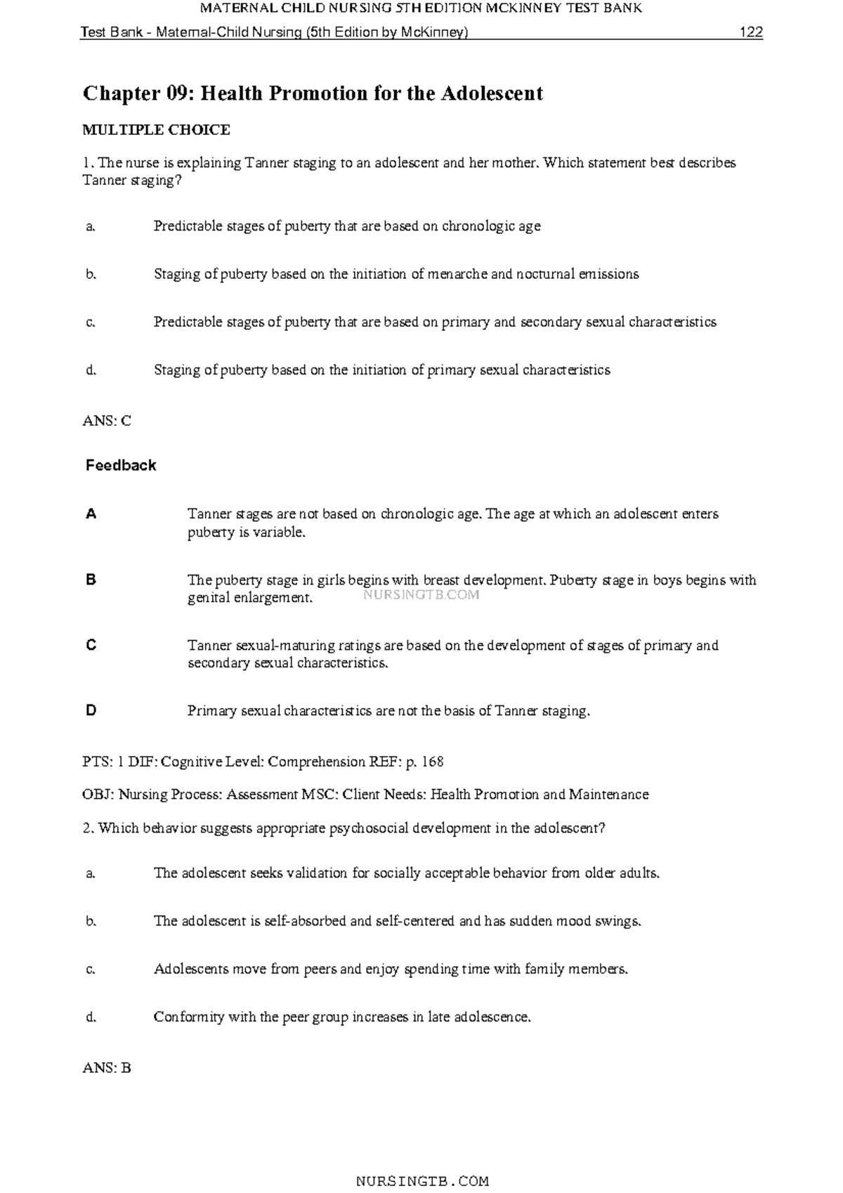 TB-Chapter 09 Health Promotion for the Adolescent - NURSINGTB Chapter ...