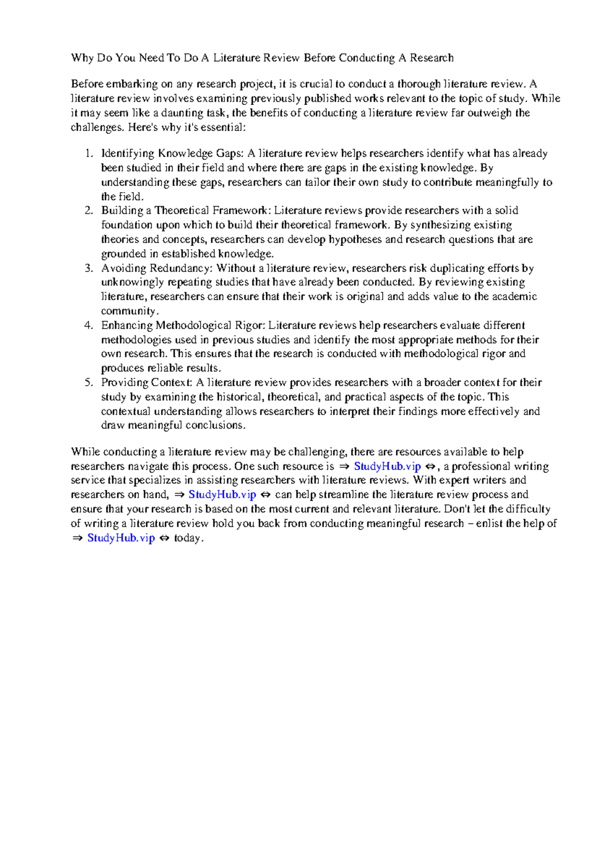 Why Do You Need To Do A Literature Review Before Conducting A Research ...