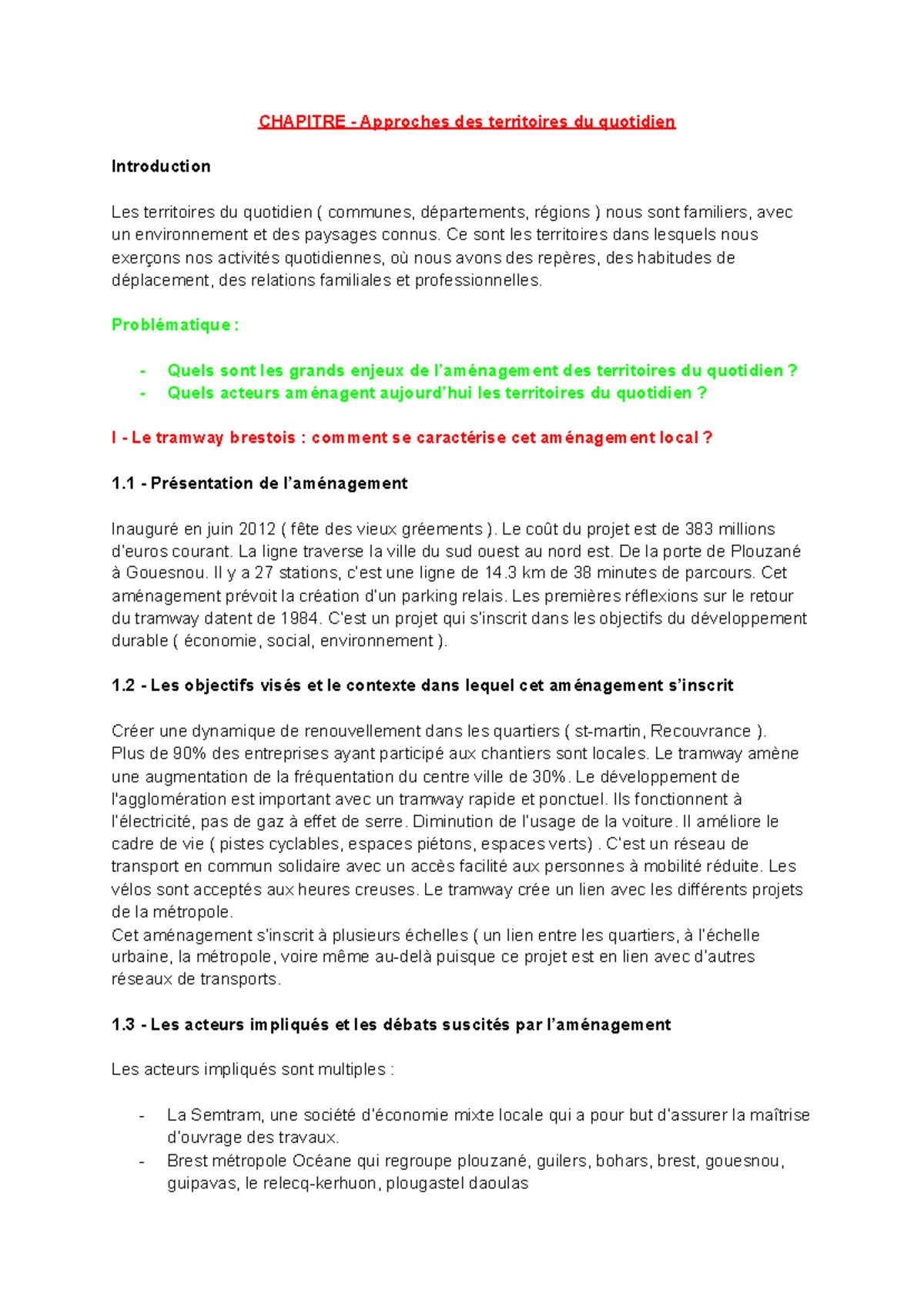 Chapitre - Approches Des Territoires Du Quotidien - CHAPITRE ...