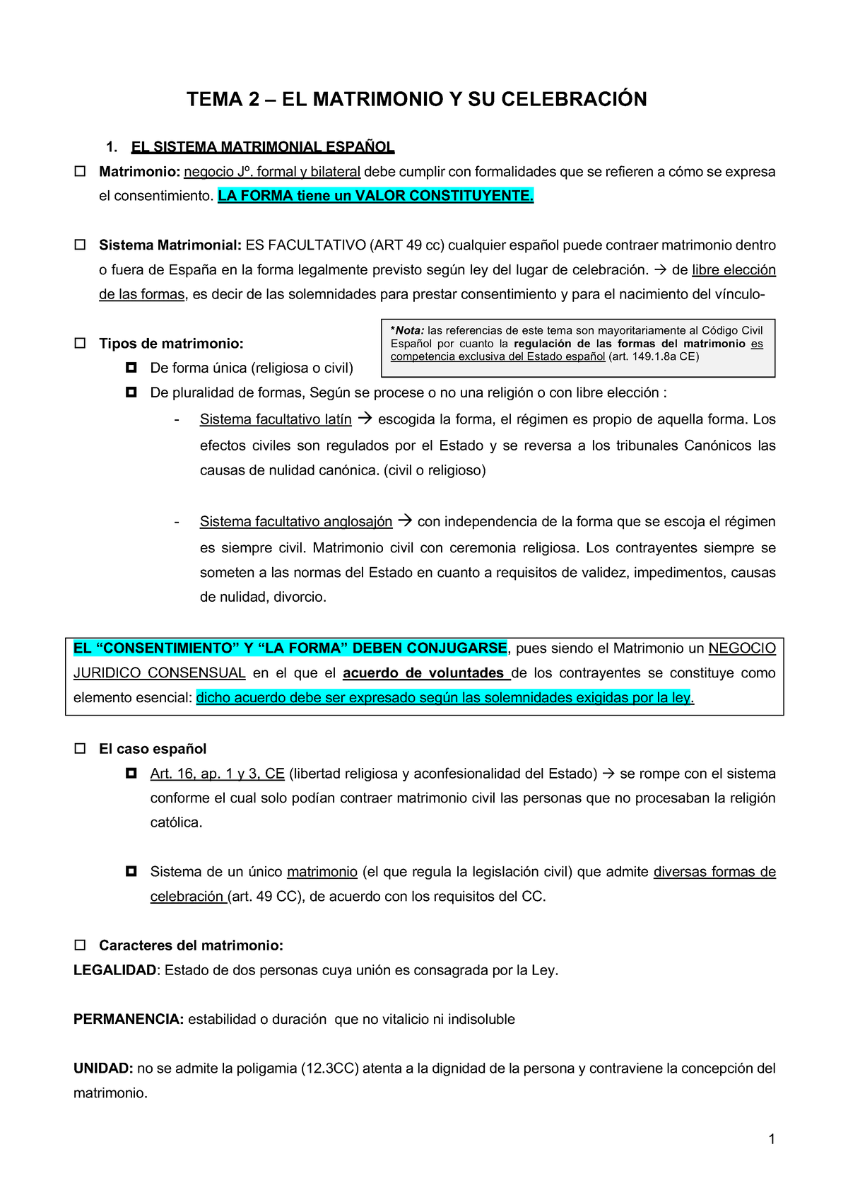 TEMA 2 - DF - Tema 2 Apuntes Derecho Familia Completo - TEMA 2 – EL ...