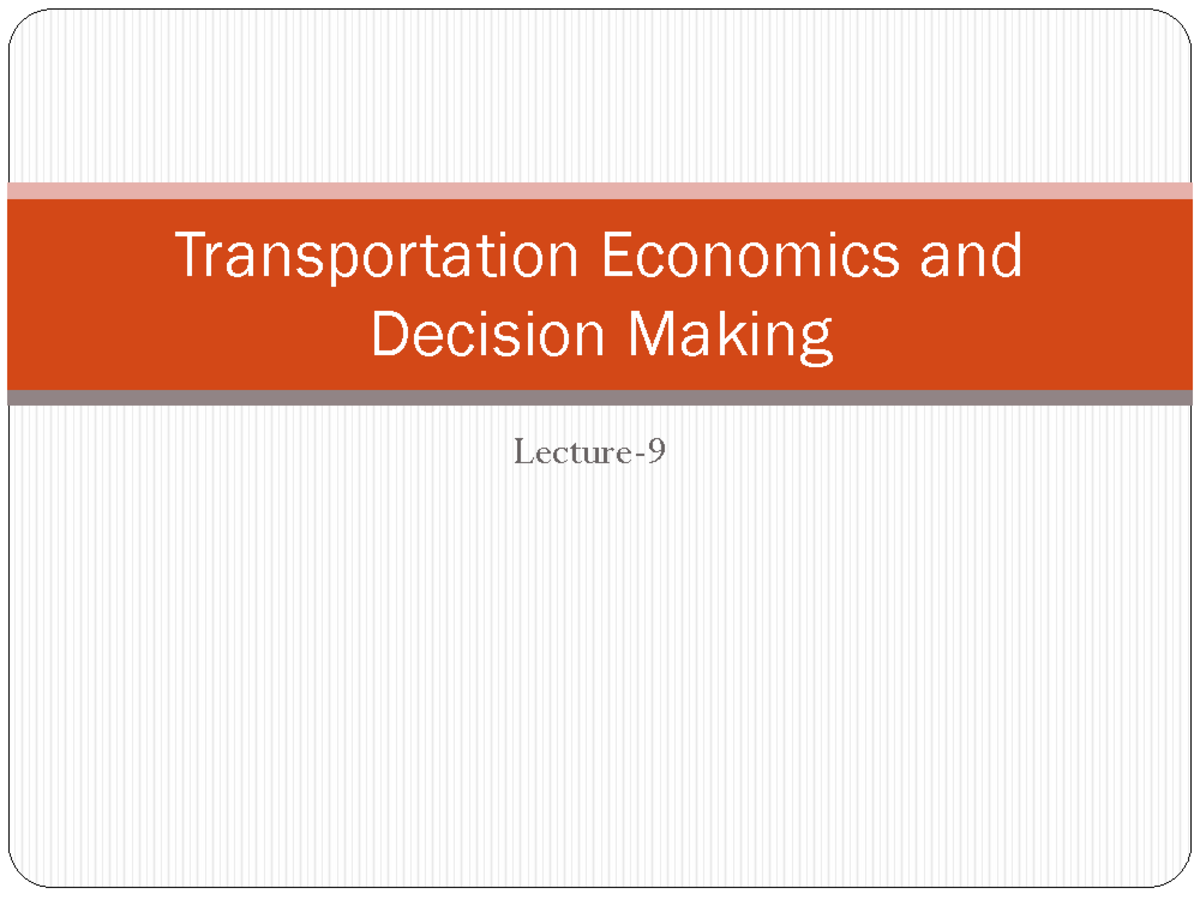 transportation economics theory and practice a case study approach