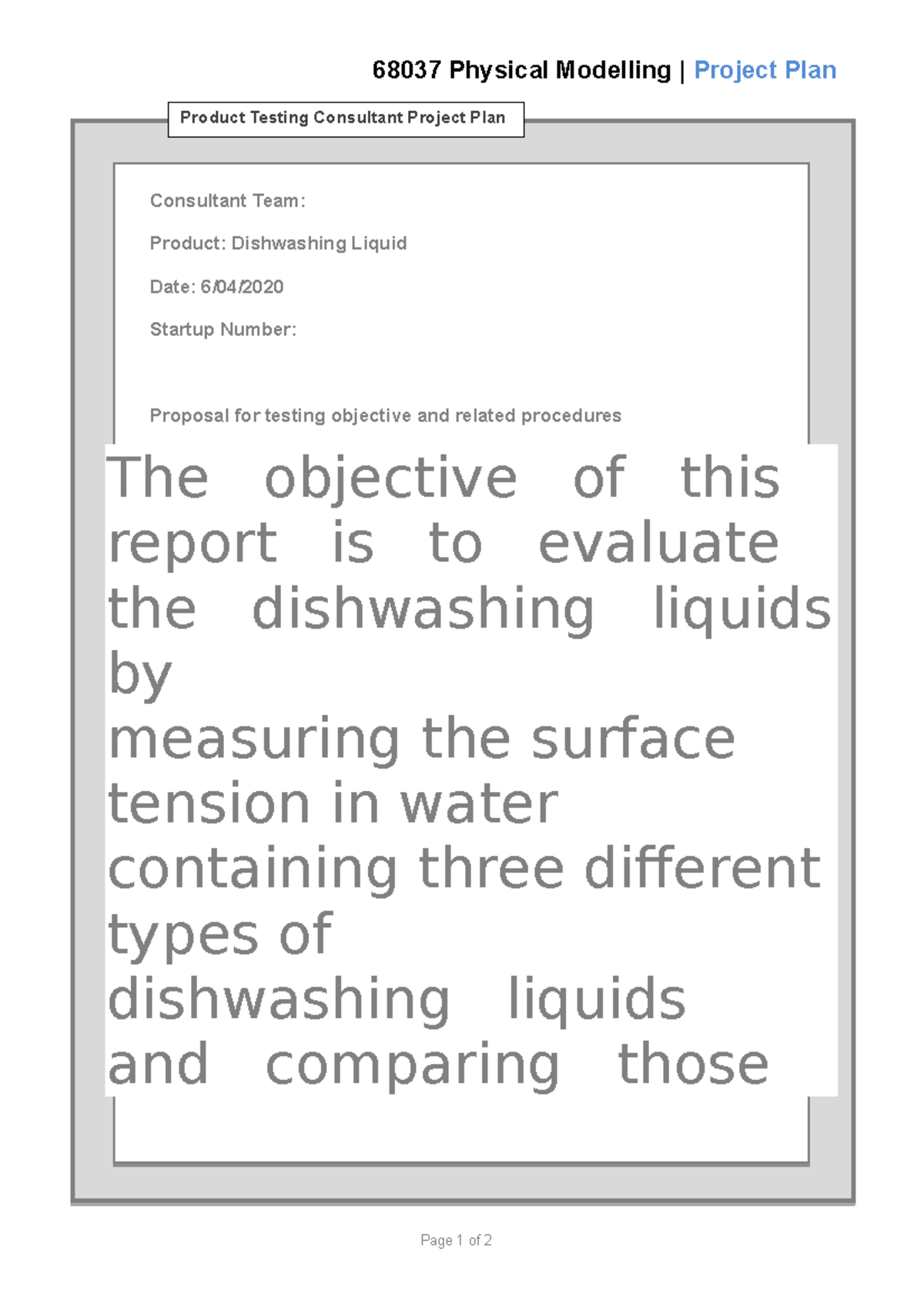 business plan of dishwashing liquid