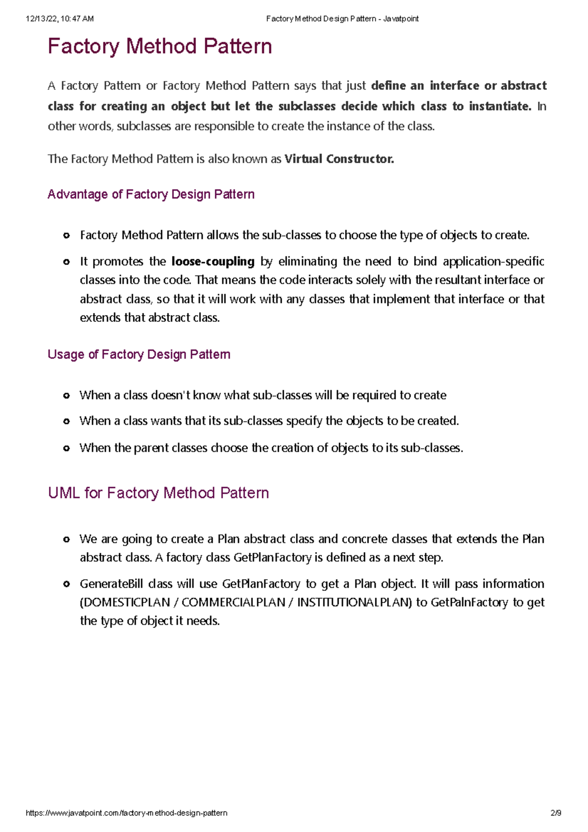 1. Factory Method Design Pattern - Javatpoint - Factory Method Pattern ...