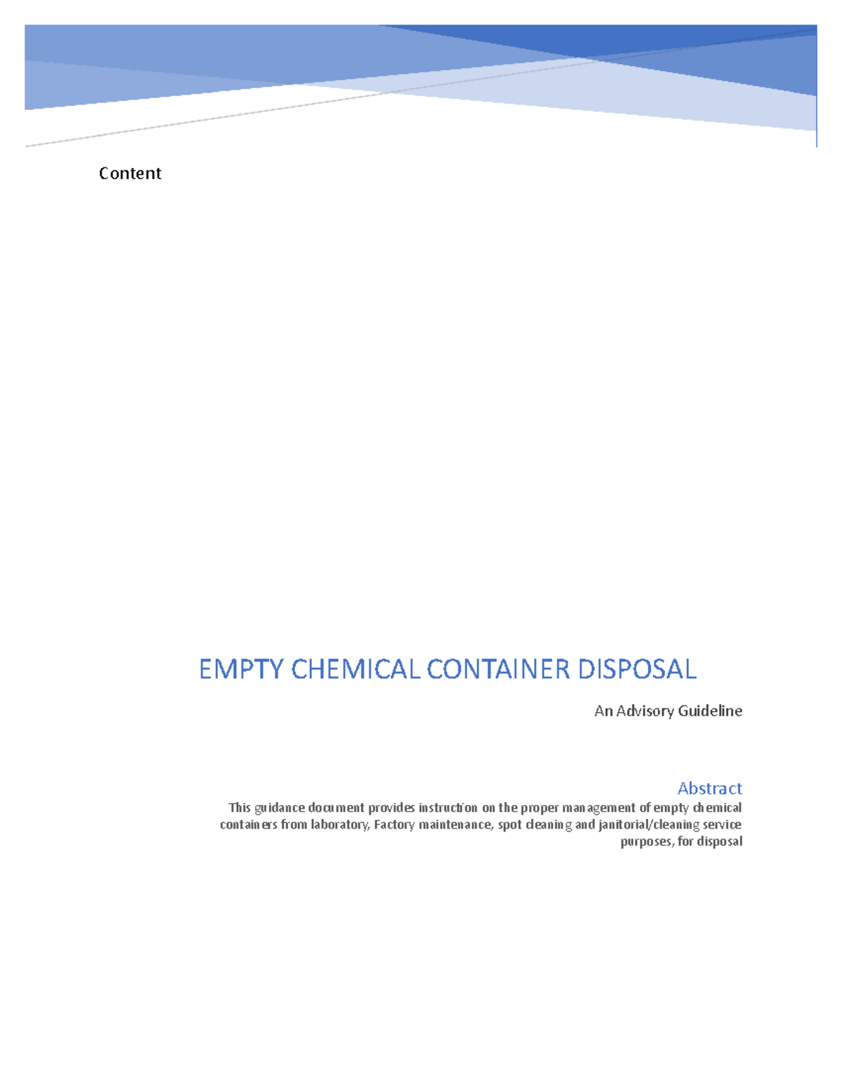 02. Chemical contaminated container disposal for Factory Maintenance ...
