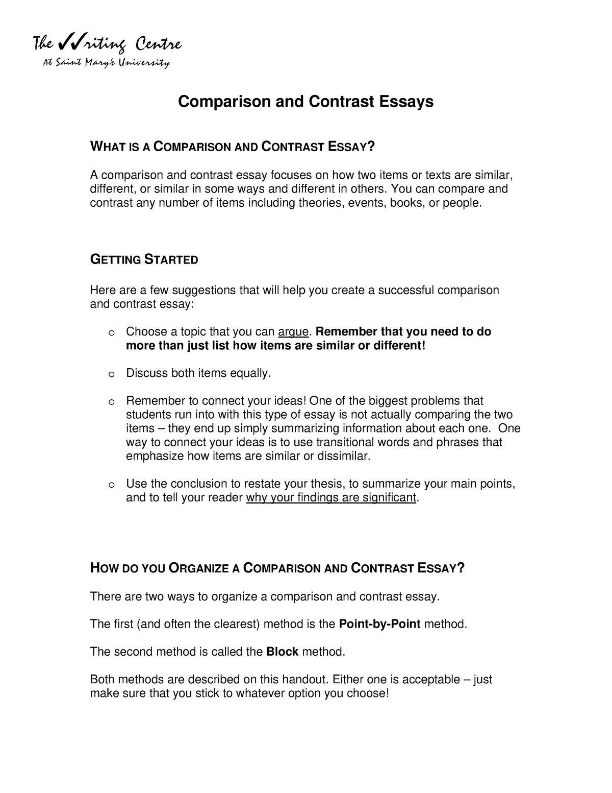 compare and contrast essay year 6