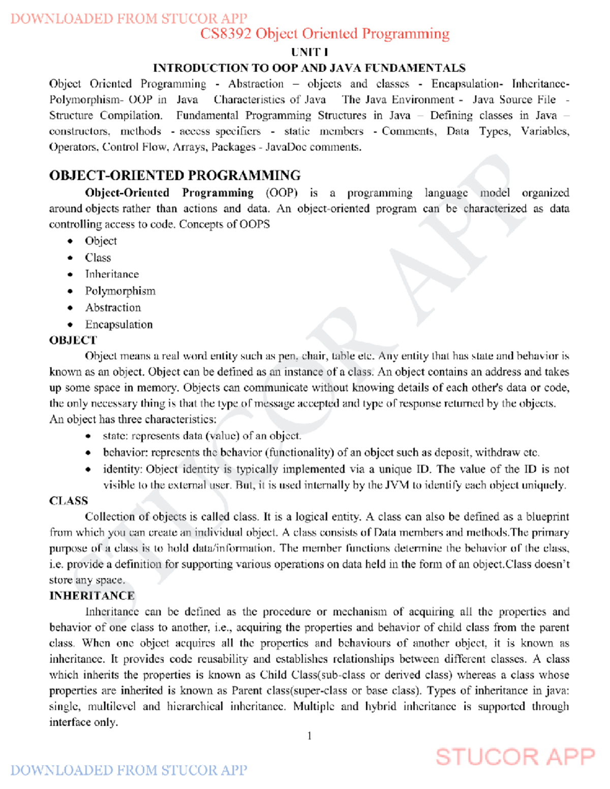 Stucor CS8392-DA - For study - 4 Java is platform independent because ...