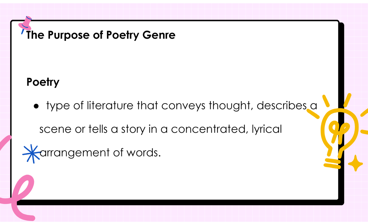 The purpose of poetry genre-1 - The Purpose of Poetry Genre Poetry type ...