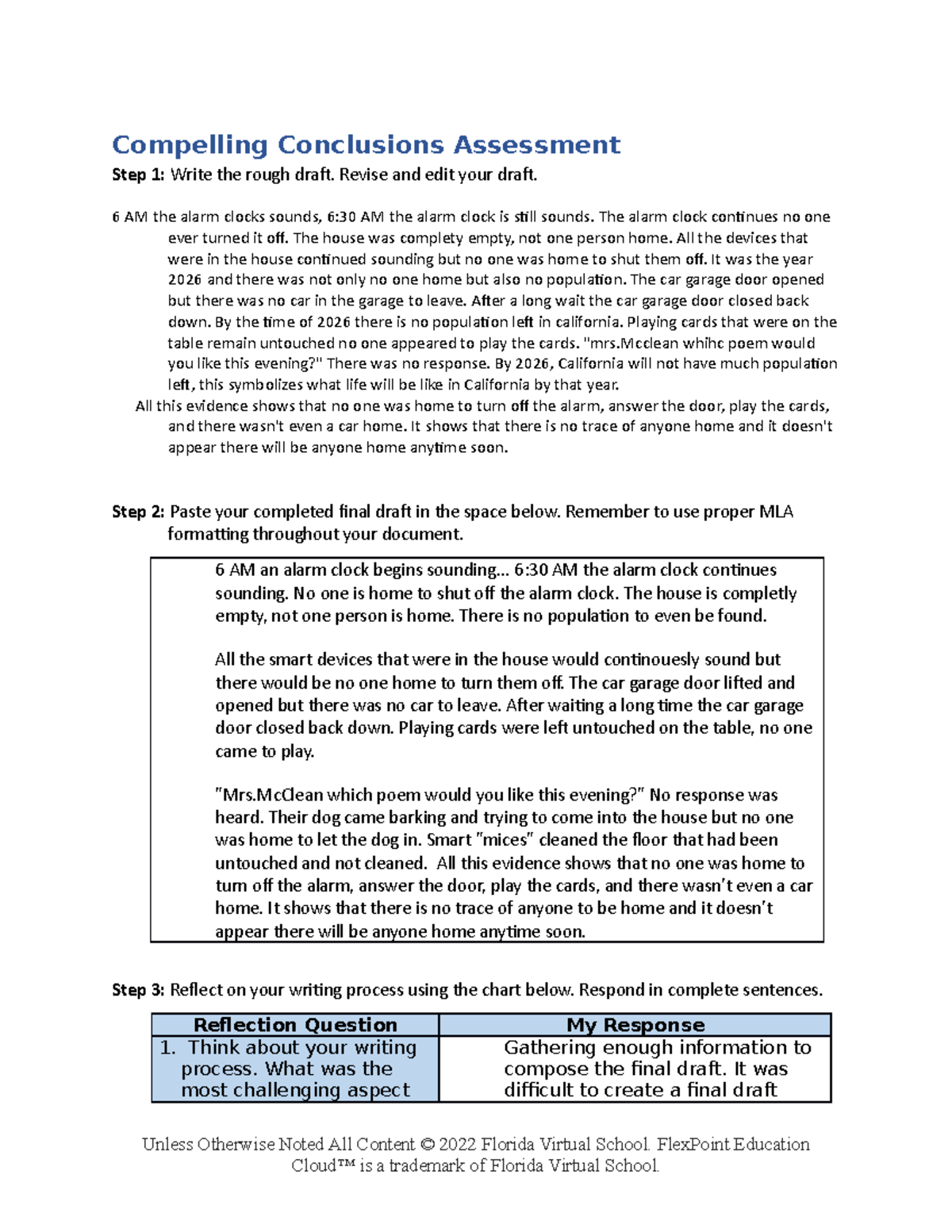 1 - flvs assignments 2022-2023 - Compelling Conclusions Assessment Step ...