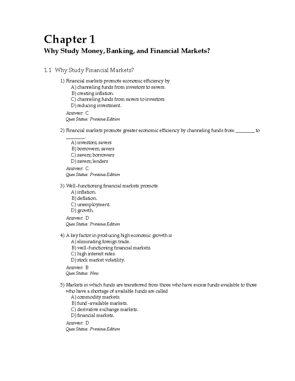 Mishkins Economics of Money Banking and Financial Markets Test Bank