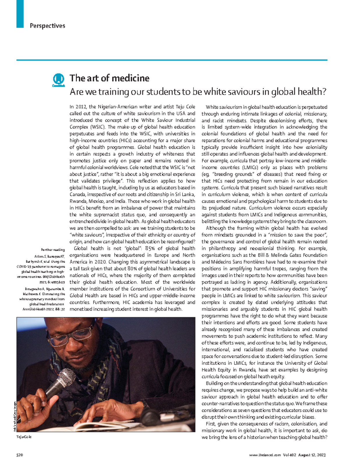 Banerjee Lancet 2023 reading for first class PPHS 511 McGill