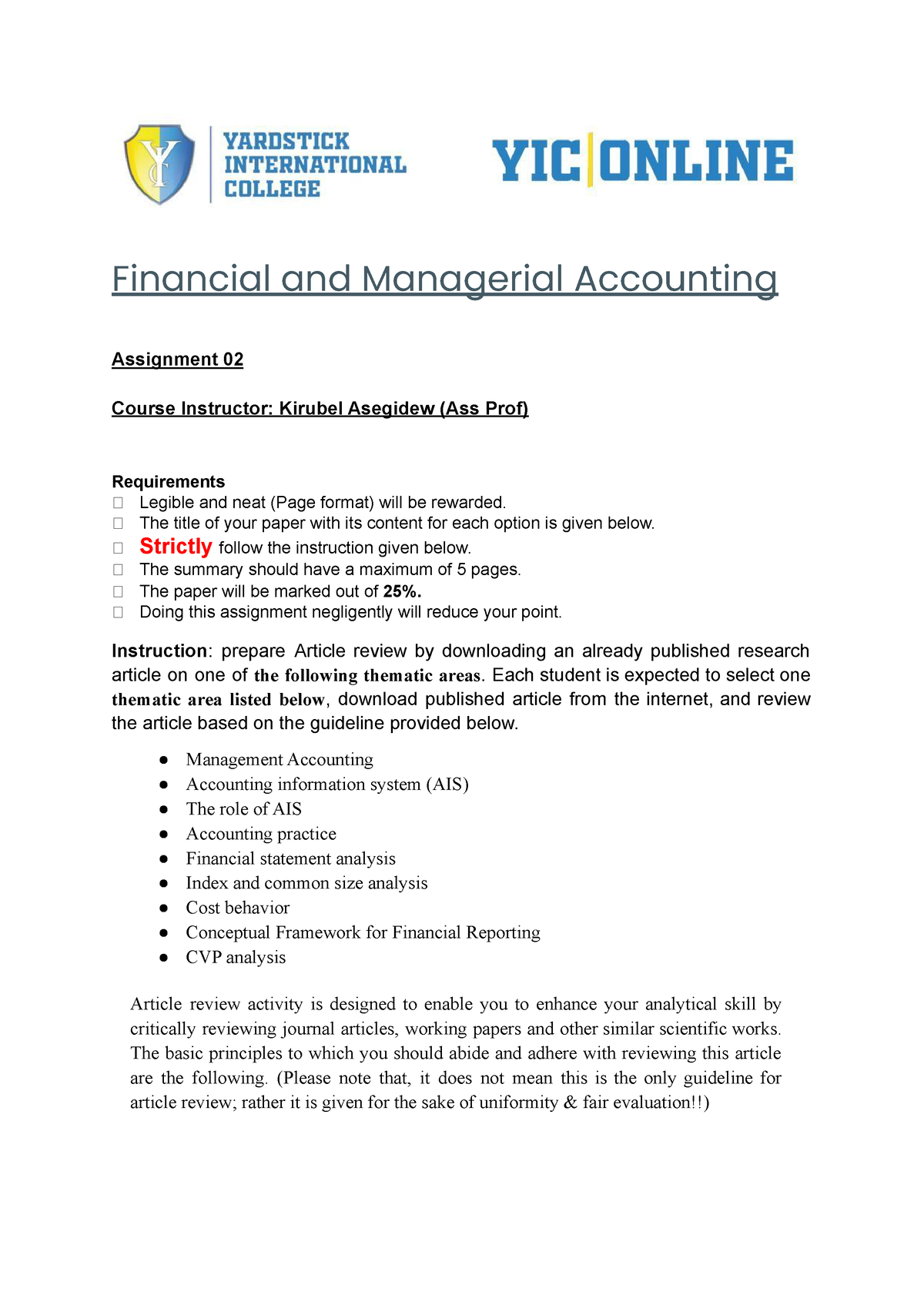 project financial management assignment