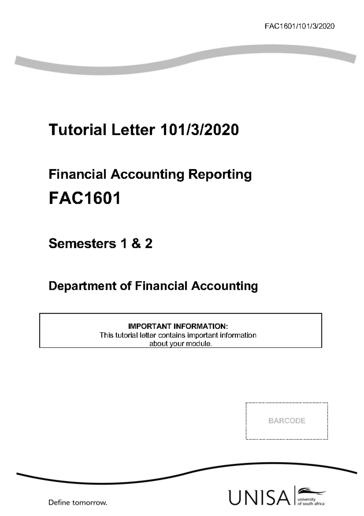 Fac1601 101 - Warning: TT: undefined function: 32 Tutorial Letter 101/3 ...