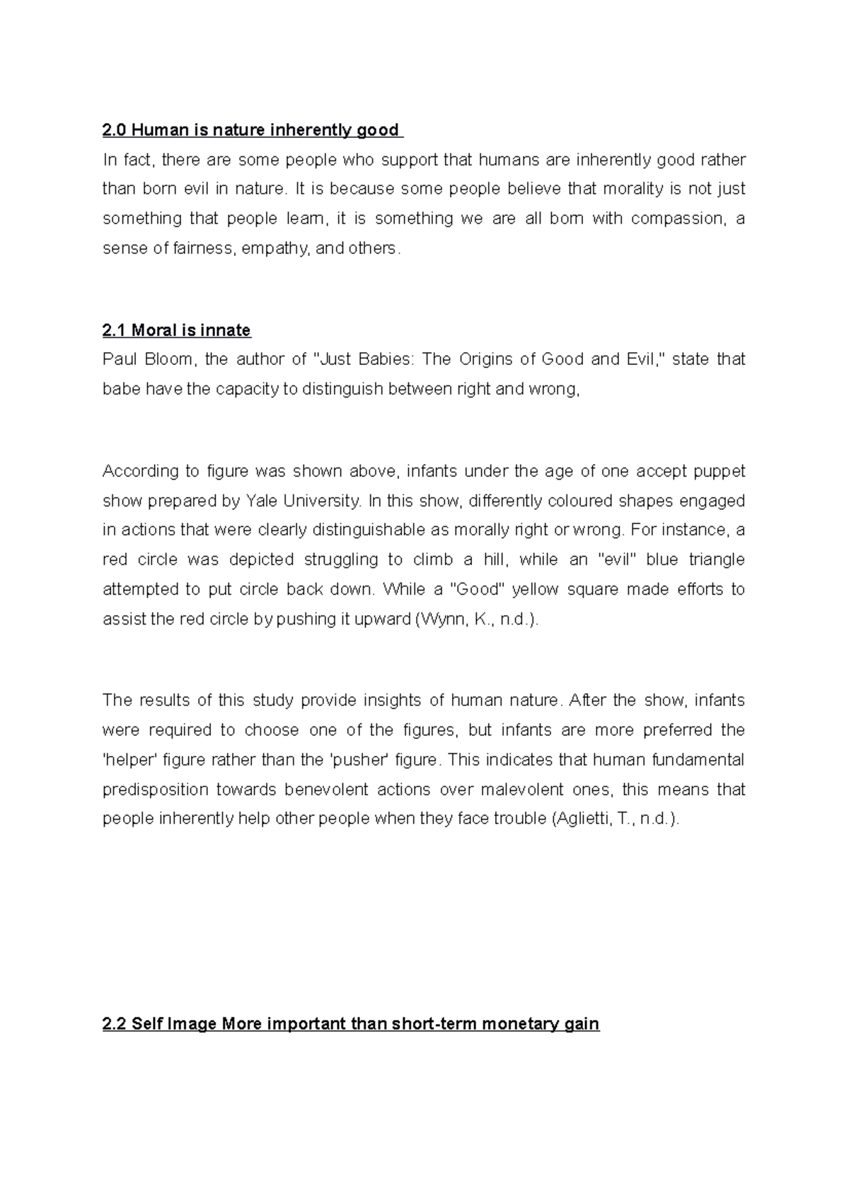 Script Phil - 2 Human is nature inherently good In fact, there are some ...