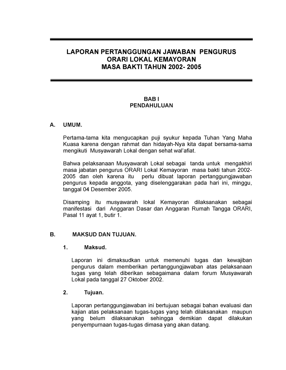 Laporan Pertanggungan Jawaban Pengurus - LAPORAN PERTANGGUNGAN JAWABAN ...