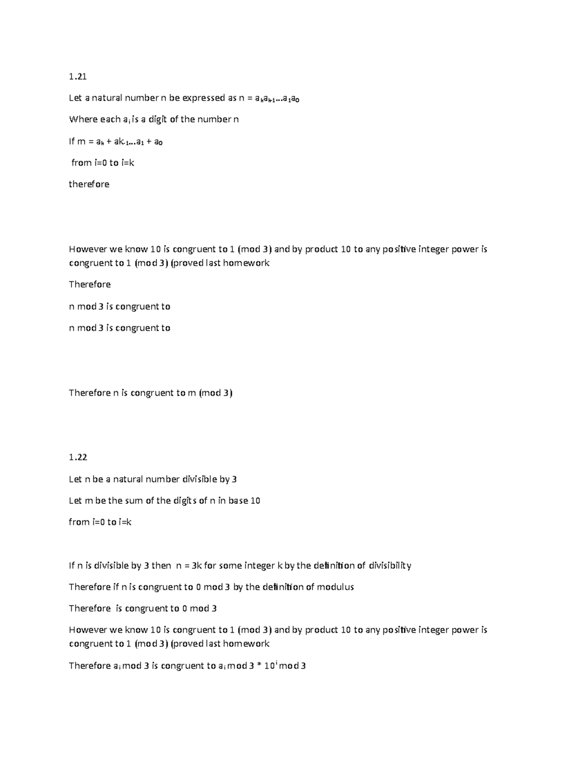 proofs and exercies Math homework 3 - 1. Let a natural number n be ...