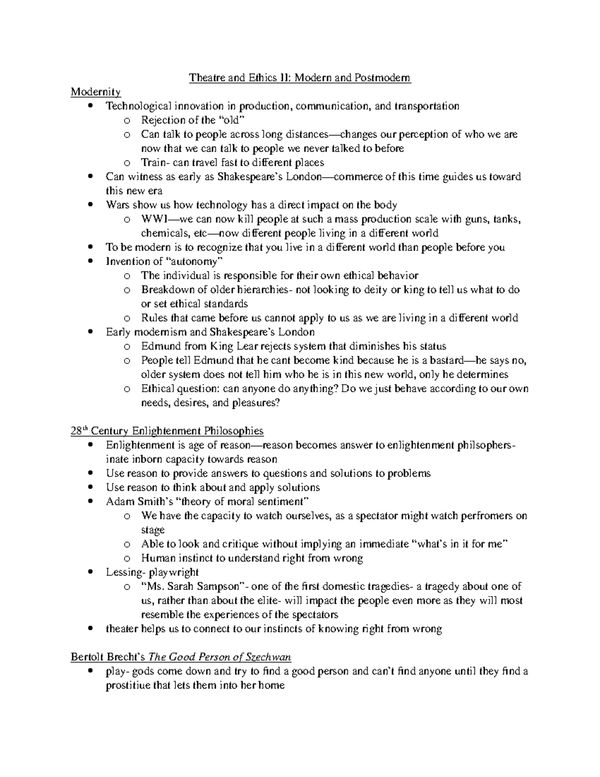 Theatre and Ethics II- modern and postmodern - Theatre and Ethics II ...