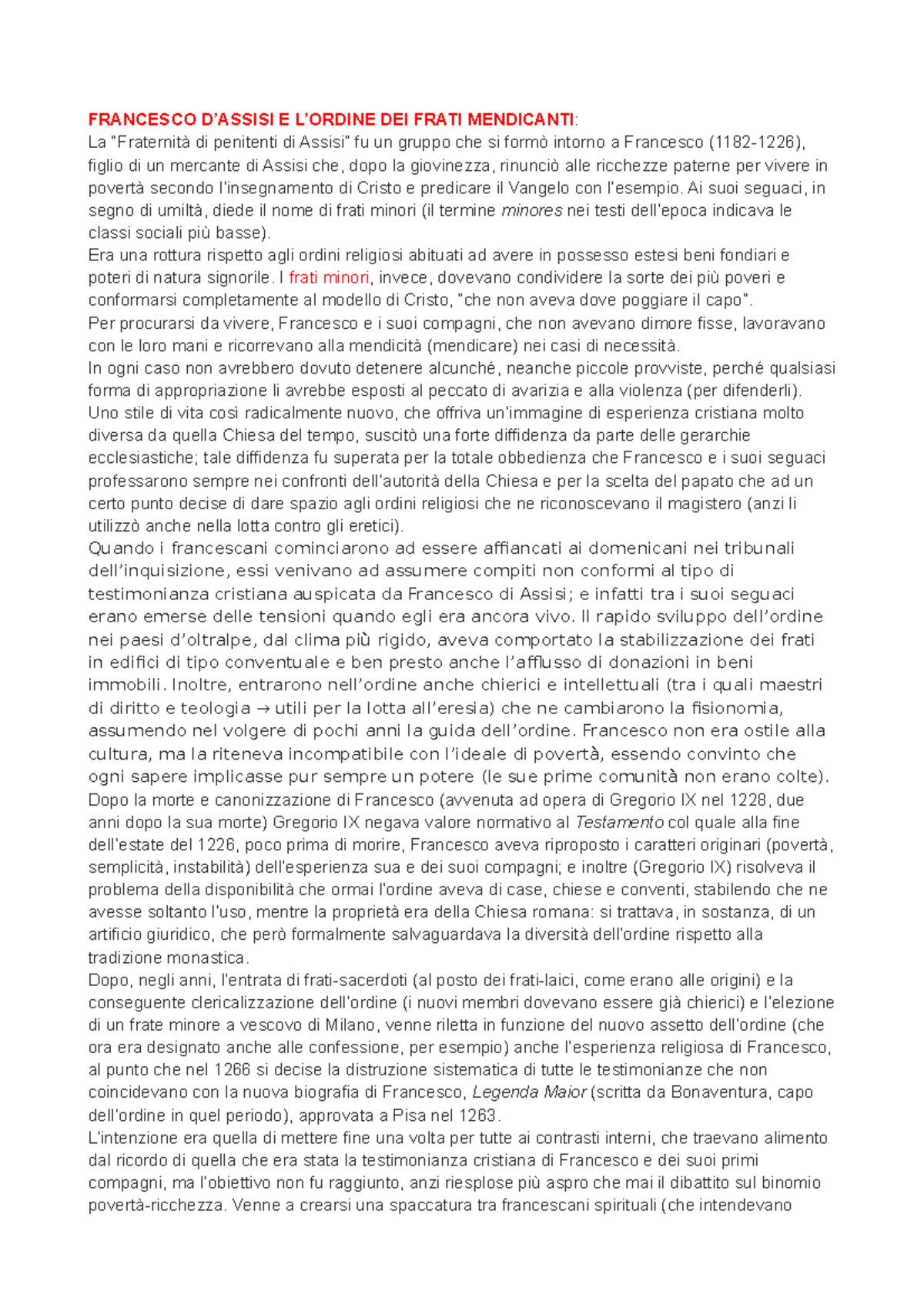 la praticano frati e mendicanti