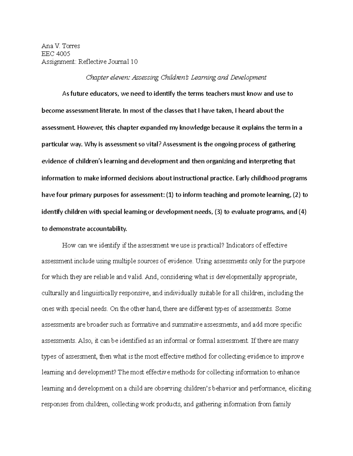 Reflective Journal 10 My Reflection Of Chapter Eleven Assessing