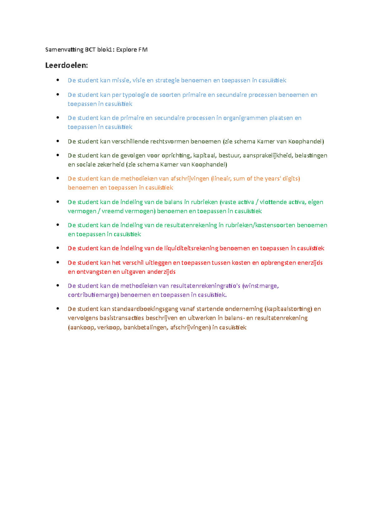 Samenvatting Blok 1 - Samenvatting BCT Blok1: Explore FM Leerdoelen: De ...