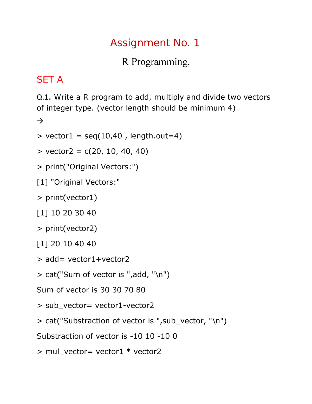 r programming assignment 1