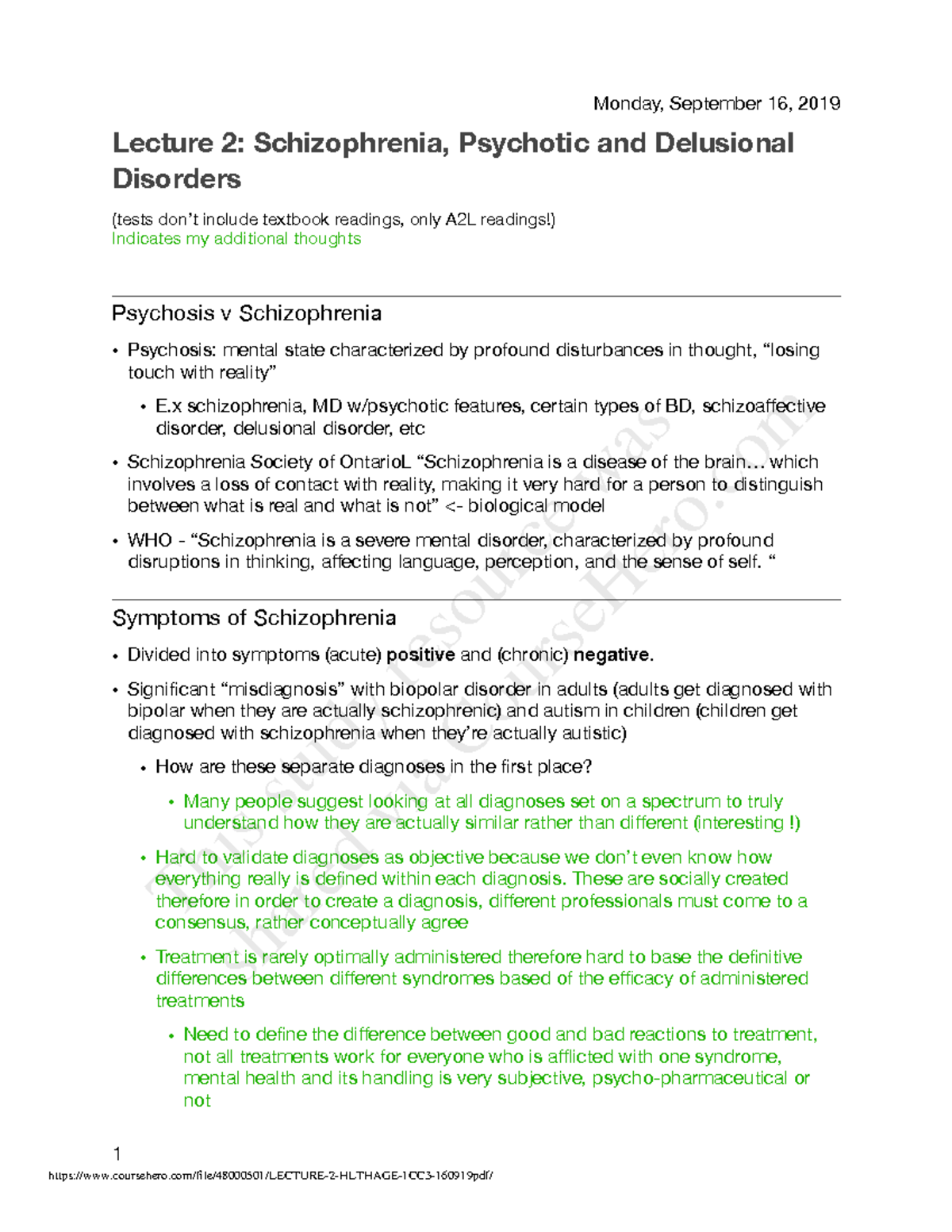 Lecture 2 H Lthage 1CC3 16 09 19.pdf - Lecture 2: Schizophrenia ...