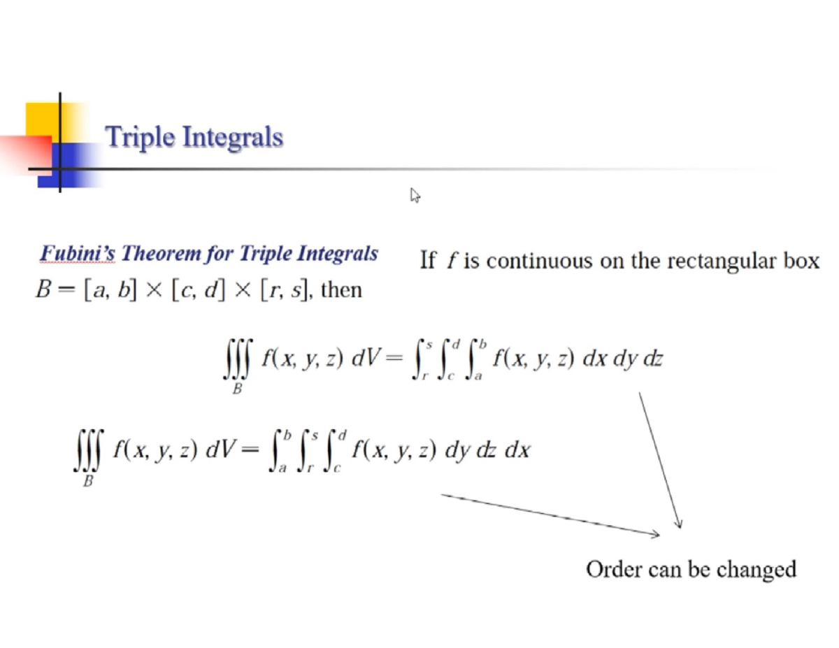 7 Triple Integrals - Lecture notes 7 - MATH 2015 - Studocu