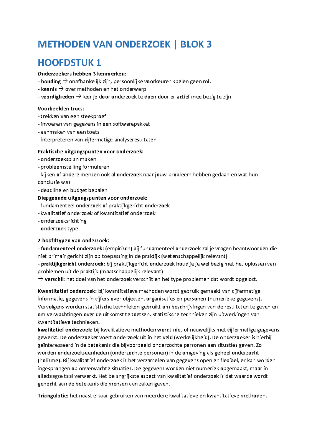 Samenvatting Methoden Van Onderzoek: Boek "Wat Is Onderzoek?", Nel ...