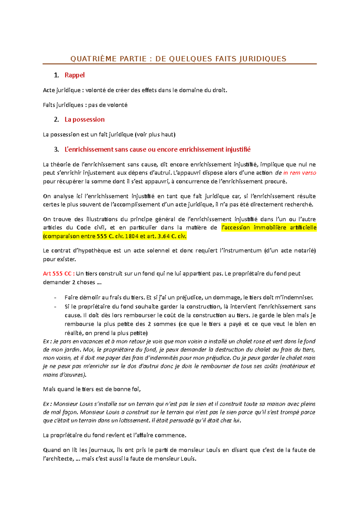 Quatrième partie QUATRIÈME PARTIE DE QUELQUES FAITS JURIDIQUES 1. Rappel Acte juridique