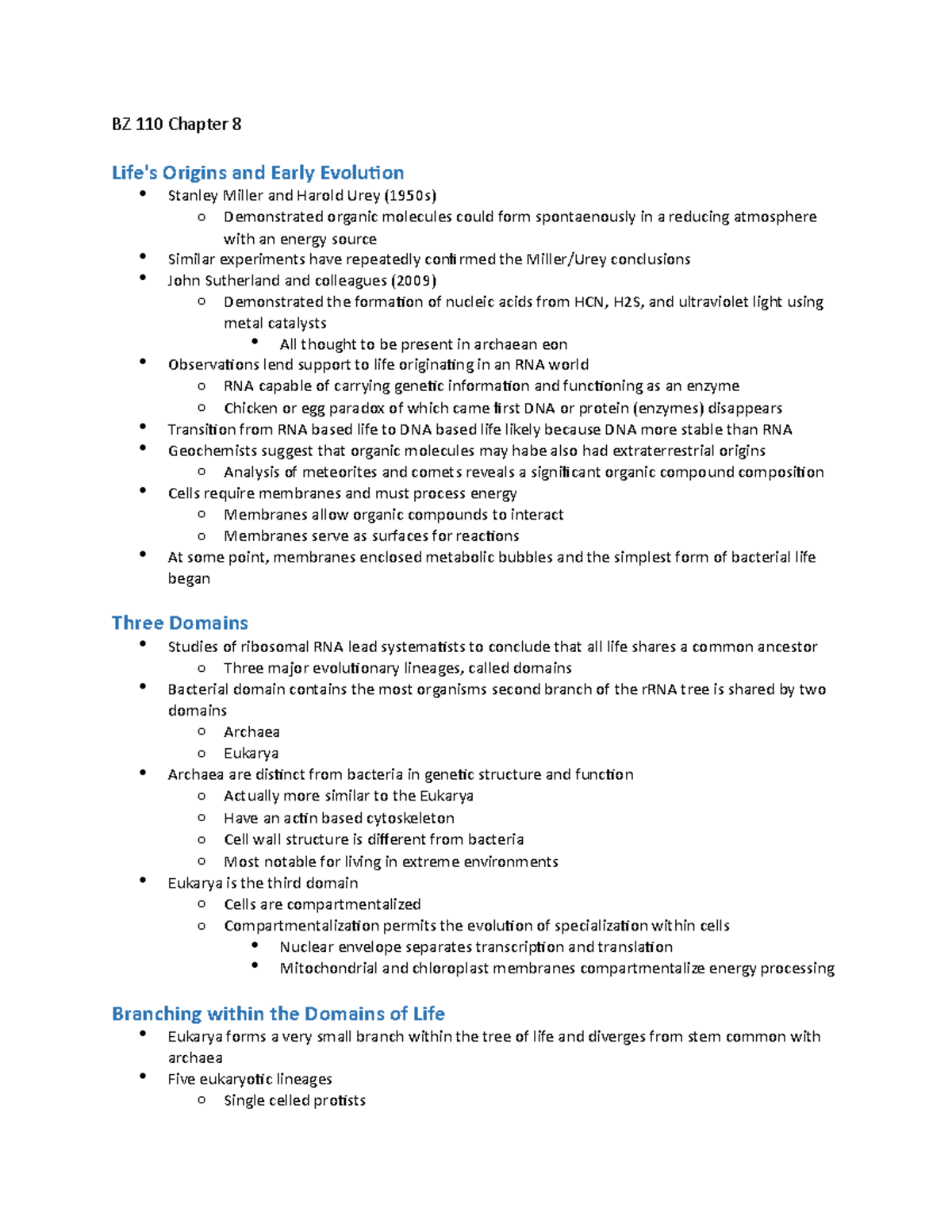 BZ 110 Chapter 8 Animal Biology BZ 110 Chapter 8 Life