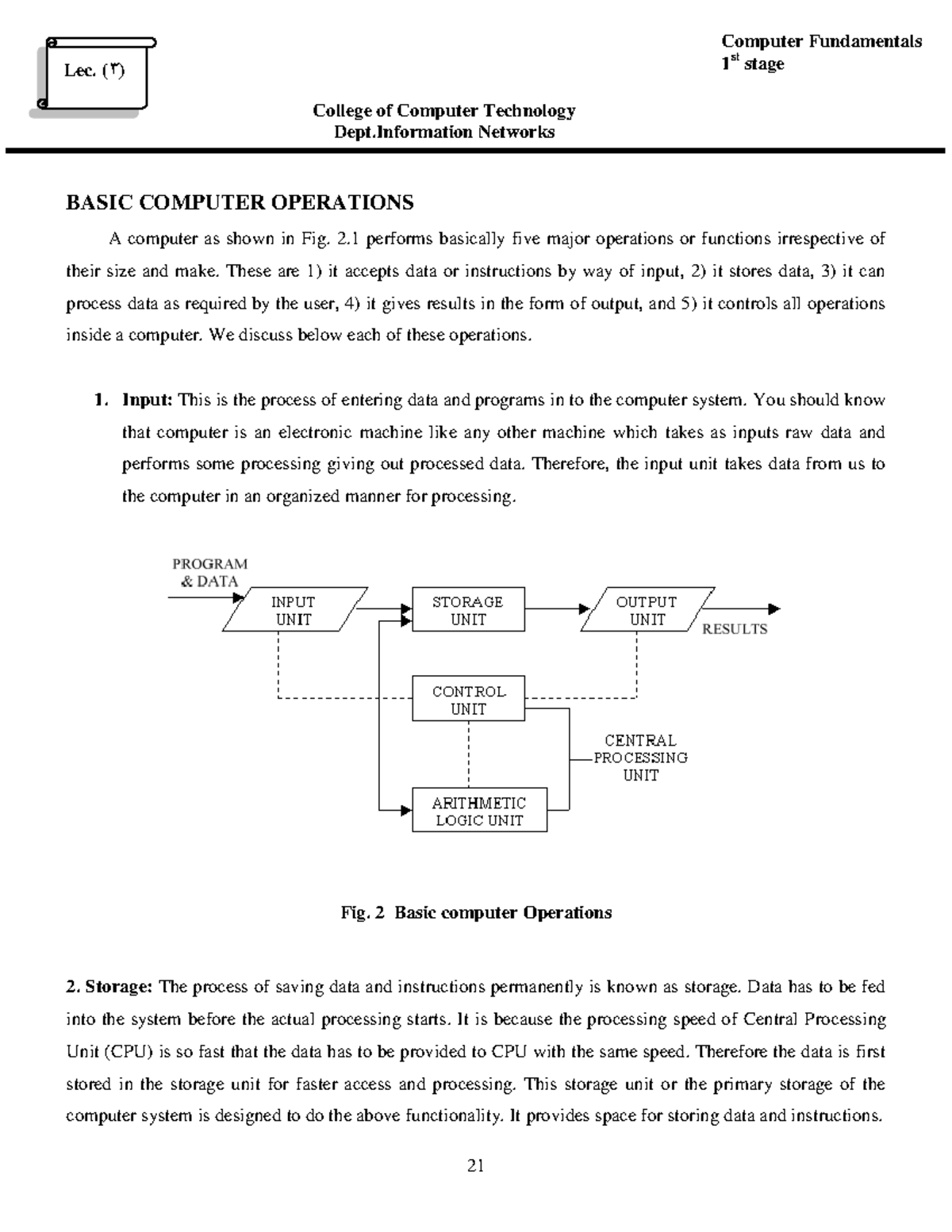 Publication 12 18556 227 - BASIC COMPUTER OPERATIONS A computer as ...