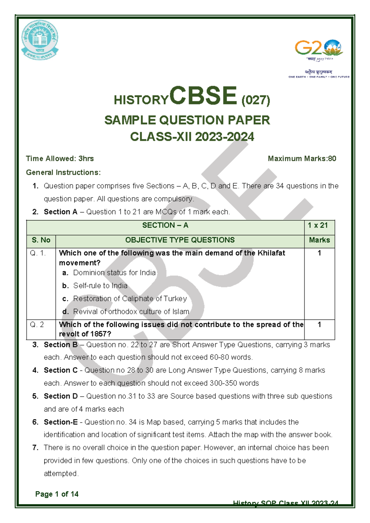 History%20class%2012 %20hye24 - HISTORYCBSE (027) SAMPLE QUESTION PAPER ...