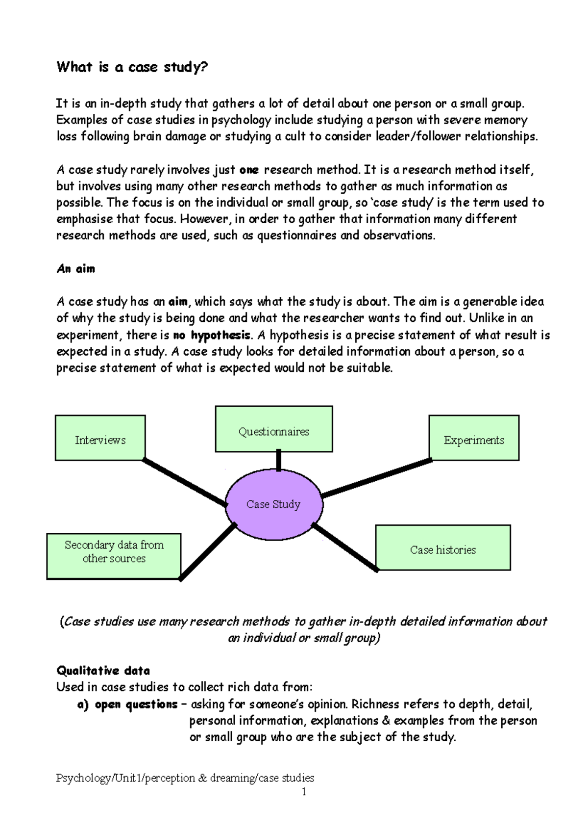 Case study worksheet practise What is a case study? It is an in