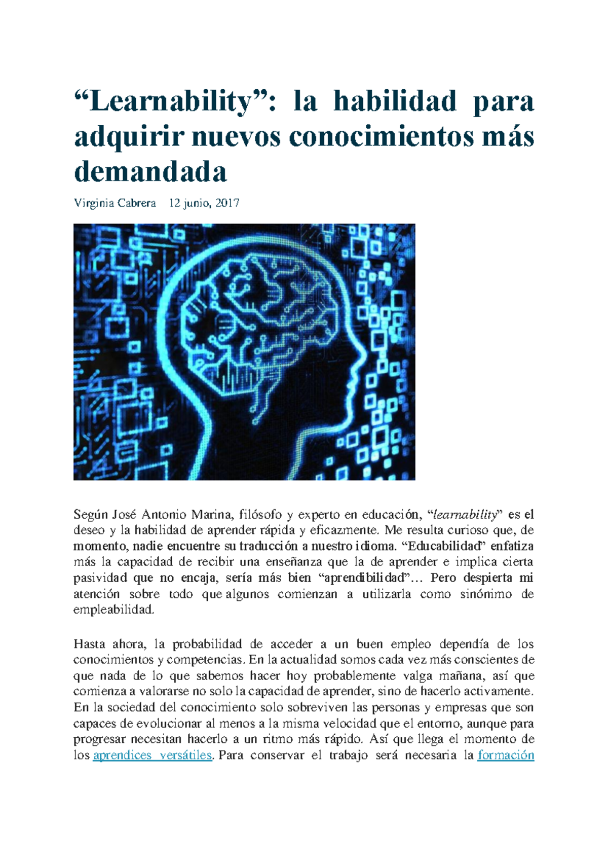 Learnability - la habilidad para adquirir nuevos conocimientos más ...