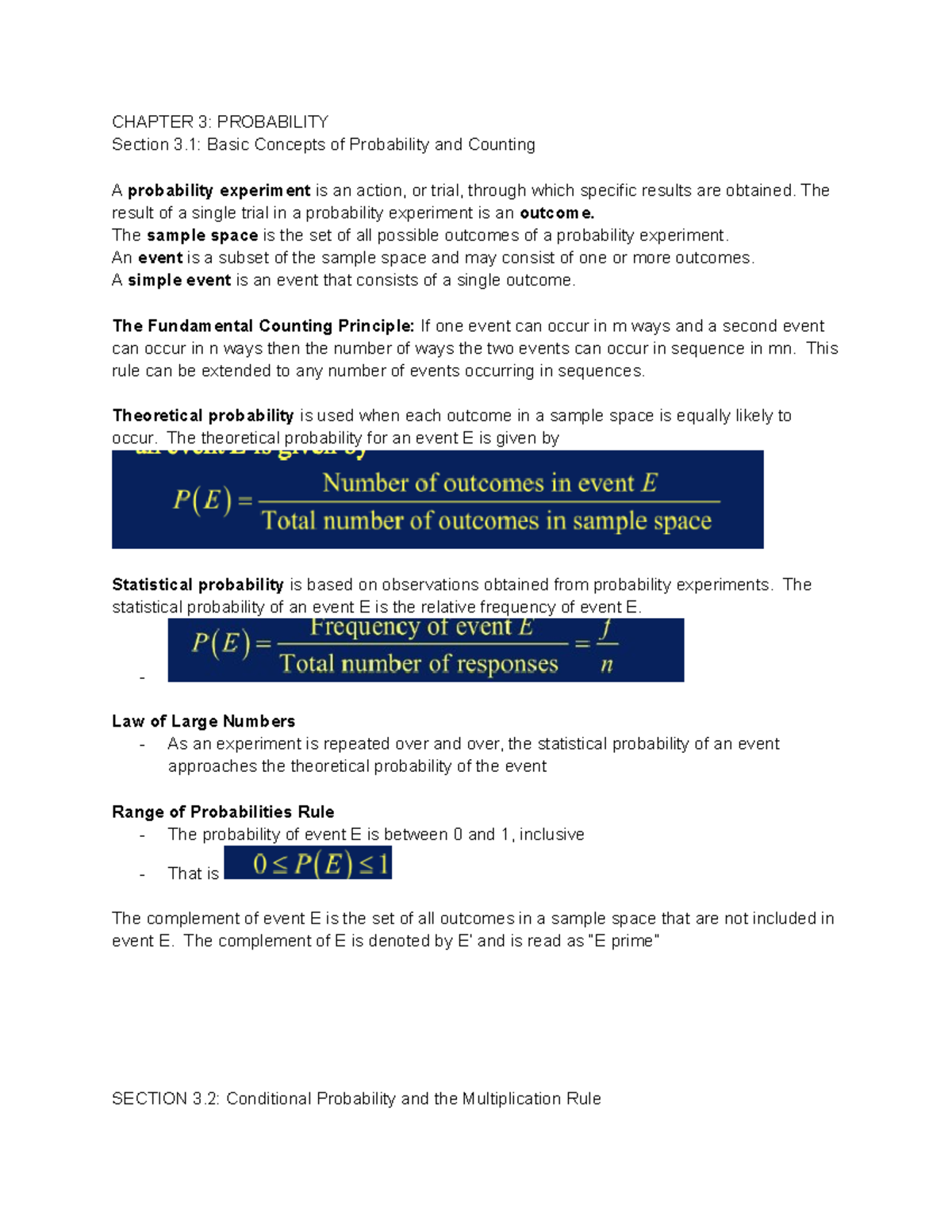 Chapter 3 Notes - Statistics And Probability - CHAPTER 3: PROBABILITY ...