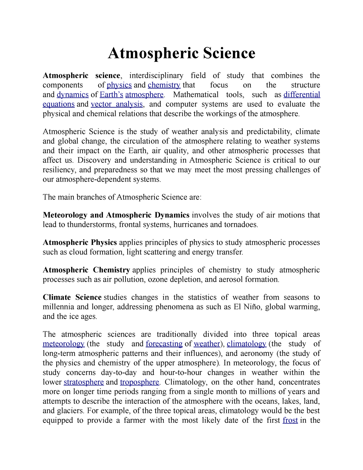 Atmospheric Science - Atmospheric Science Atmospheric Science ...