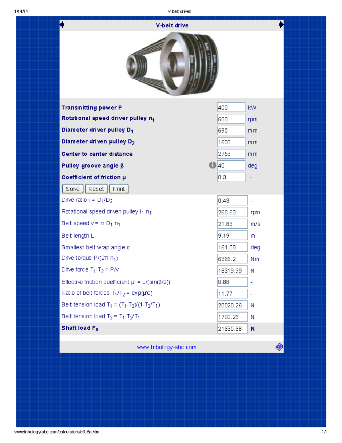 Vbelt drives calc sdas 1/14/14 Vbelt drives tribologyabc