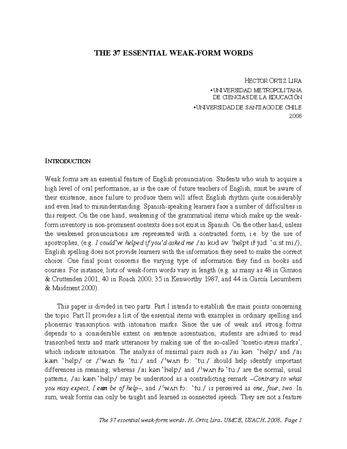 37 Essential Weak Form Words Studocu