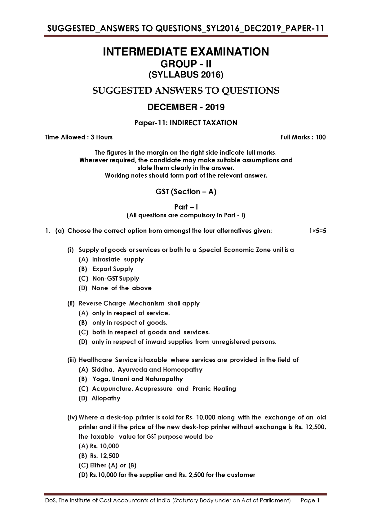 Suggested Answers Past Year Icmai Papers Step Fly (QLEC040821