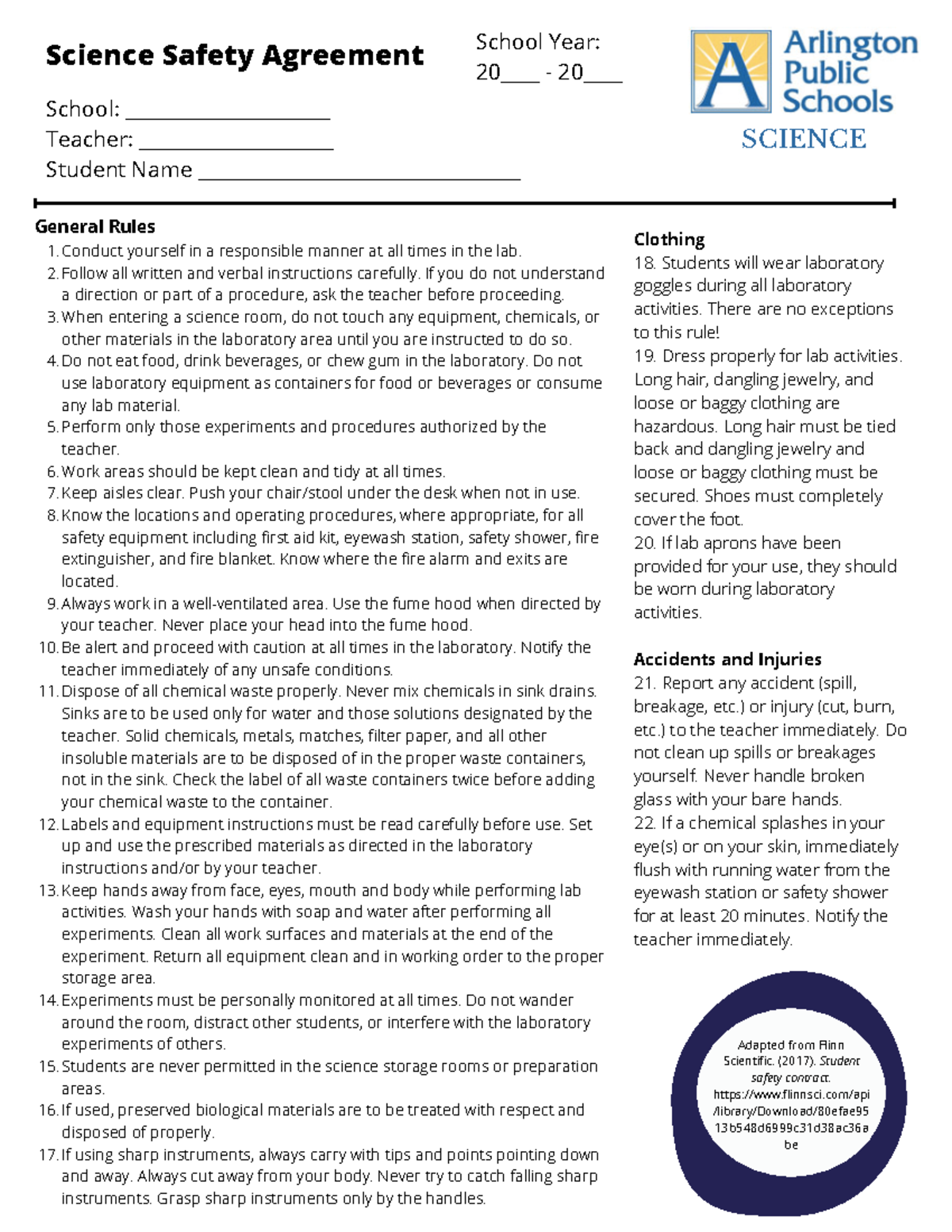 Science Safety Agreement - Science Safety Agreement (1)[94 ...