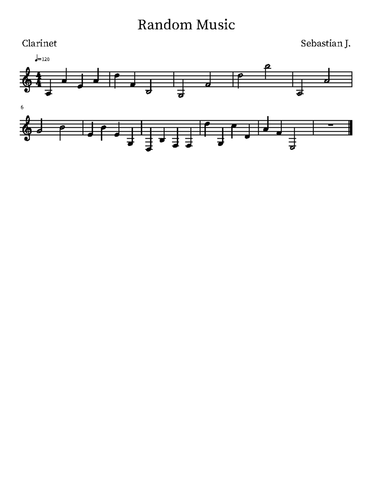 Random Music - GEOL 101 - 120 6 Random Music Clarinet Sebastian J. 120 ...